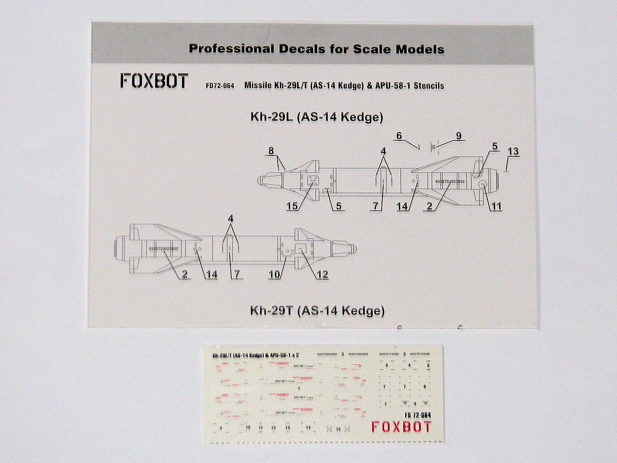 Foxbot Decals FBOT72064 1:72 Stencils for Missile Kh-29L/T