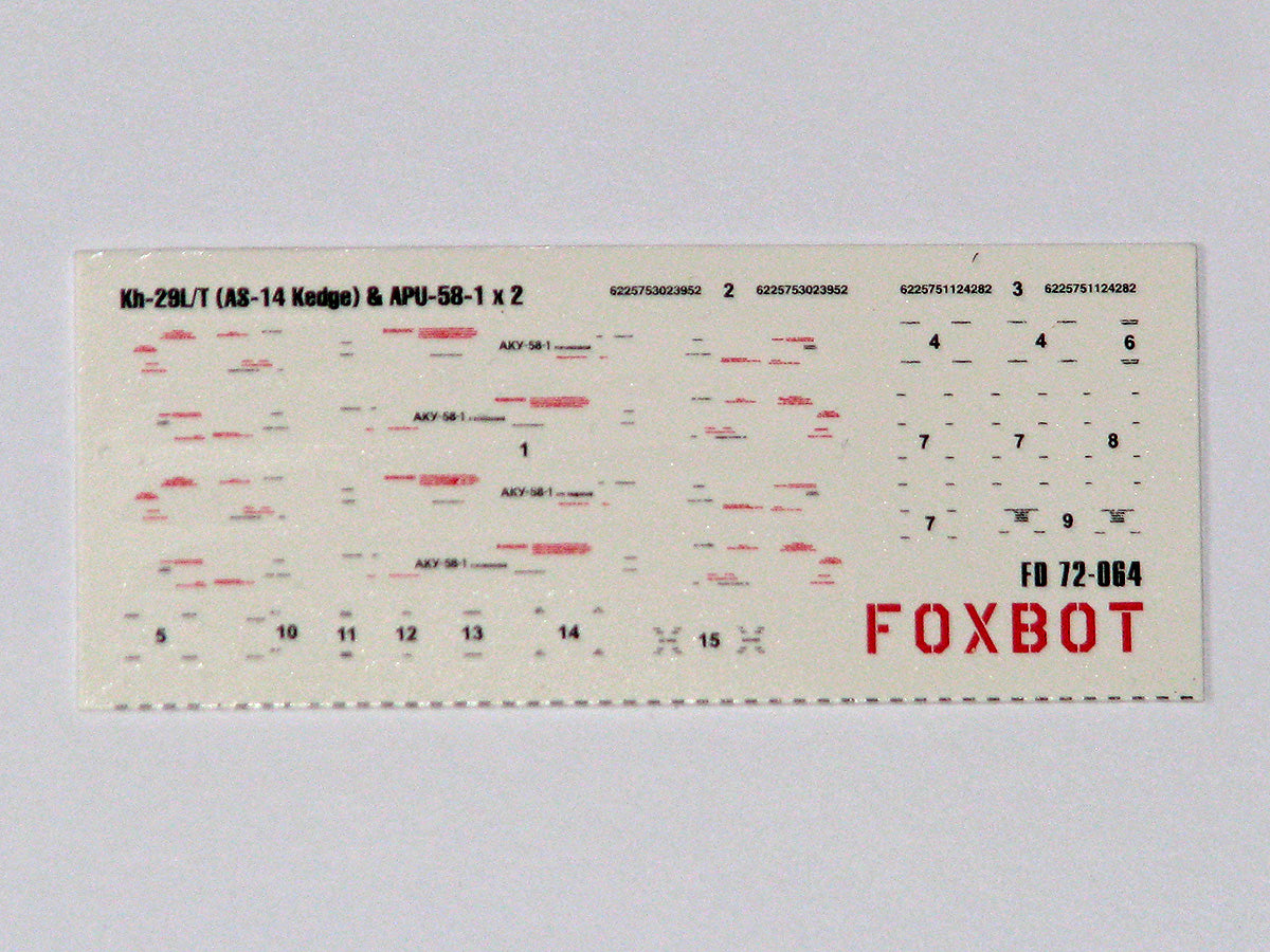 Foxbot Decals FBOT72064 1:72 Stencils for Missile Kh-29L/T