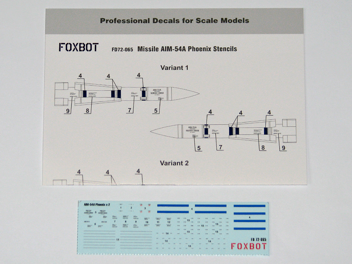 Foxbot Decals FBOT72065 1:72 Missile AIM-54A Phoenix Stencils