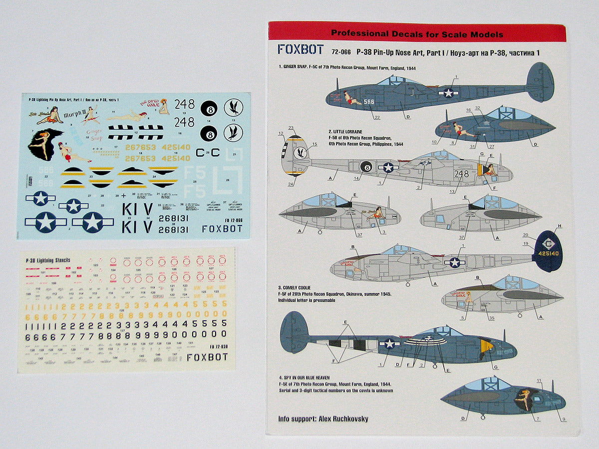 Foxbot FBOT72066 P-38 Lightning Pin-Up Nose Art Pt I 1:72