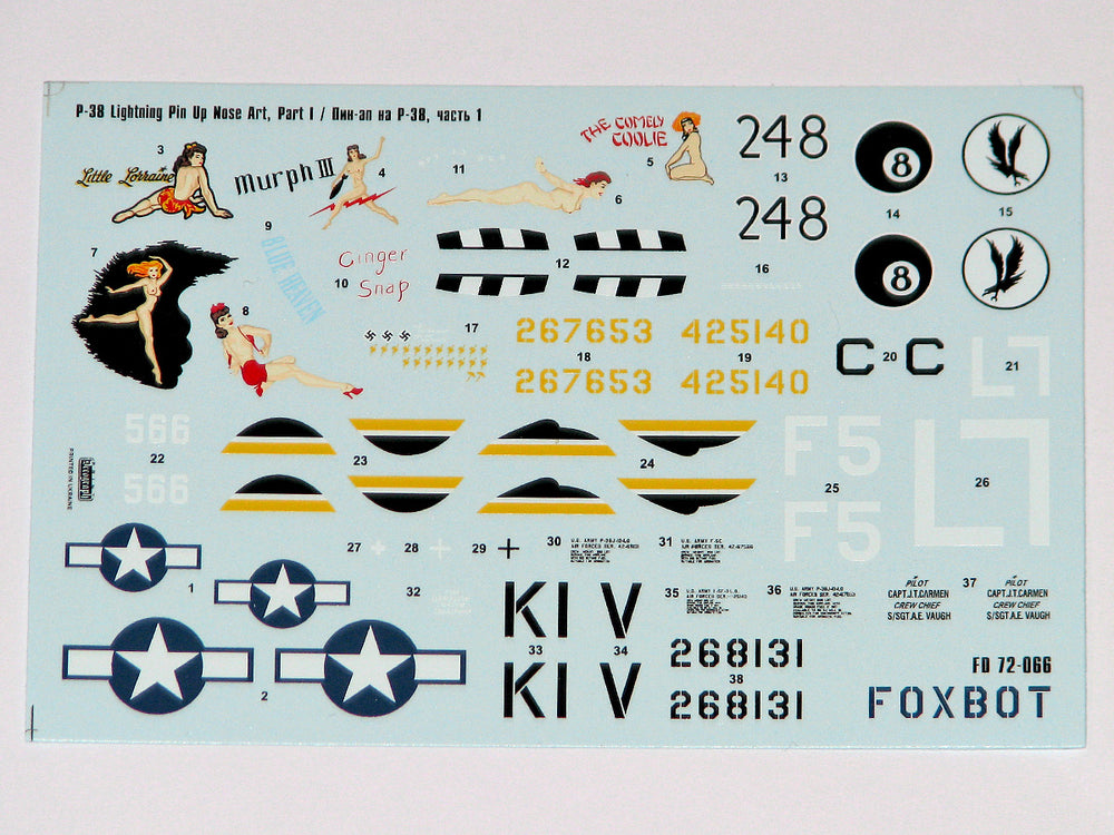 Foxbot FBOT72066 P-38 Lightning Pin-Up Nose Art Pt I 1:72