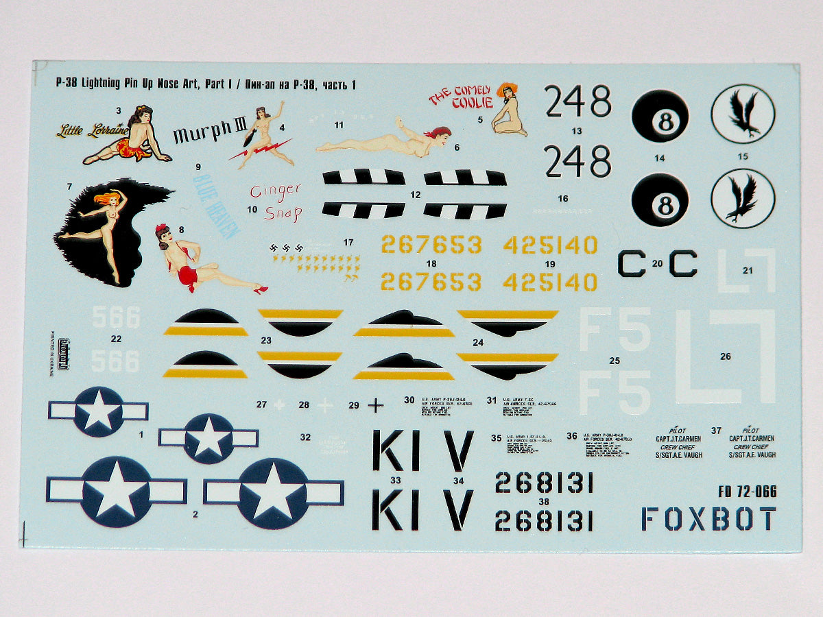 Foxbot FBOT72066 P-38 Lightning Pin-Up Nose Art Pt I 1:72