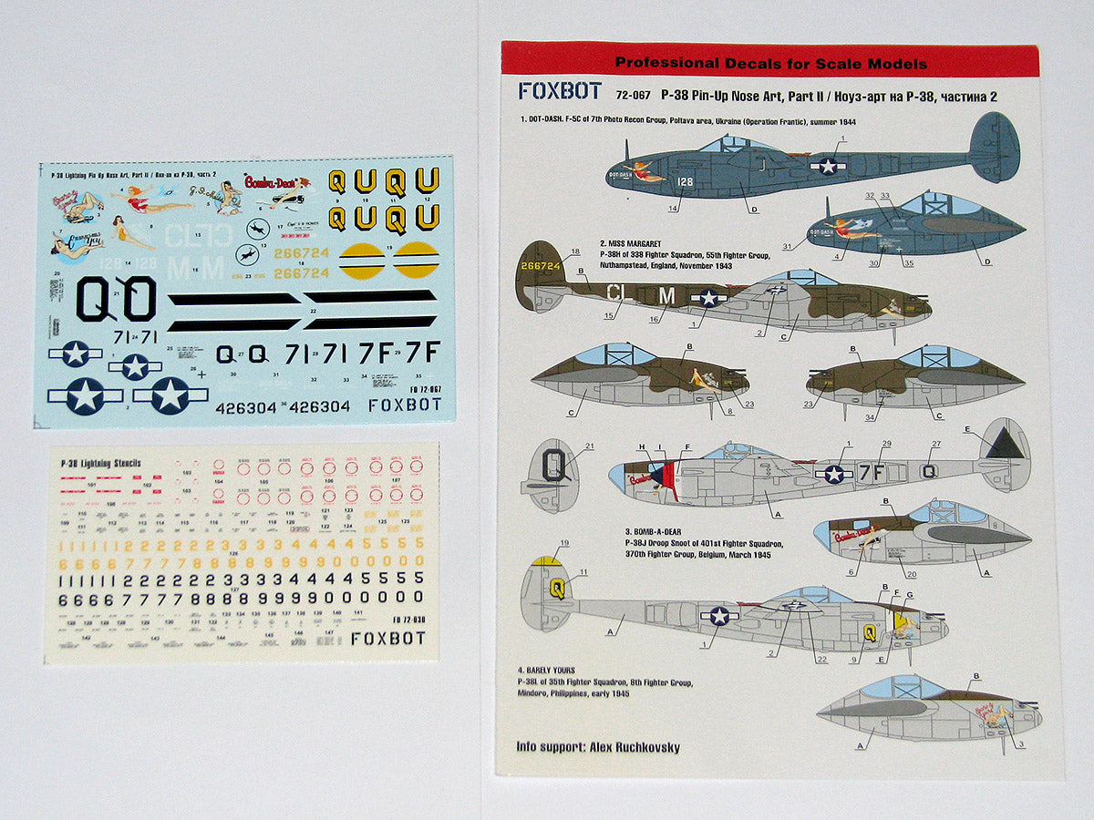 Foxbot FBOT72067 P-38 Lightning Pin-Up Nose Art Pt II 1:72