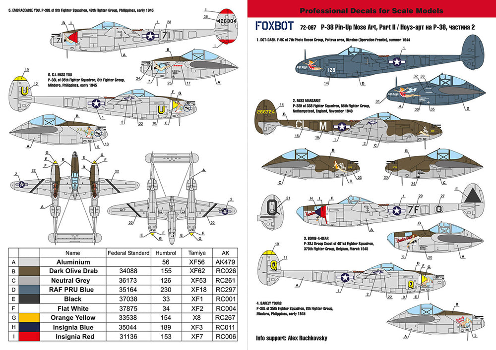 Foxbot FBOT72067 P-38 Lightning Pin-Up Nose Art Pt II 1:72