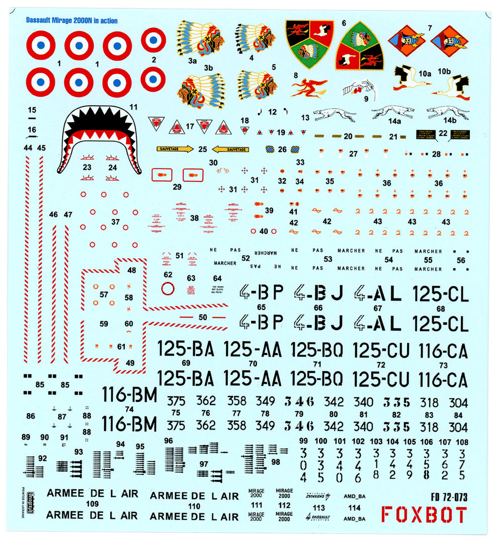 Foxbot Decals FBOT72073 1:72 Dassault_Mirage 2000N