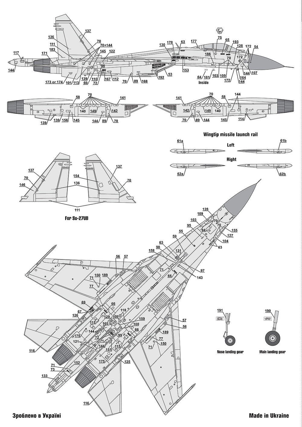 Foxbot FBOT72075 Ukrainian Su-27S/P & Su-27UB/UBM-1 Stencils 1:72