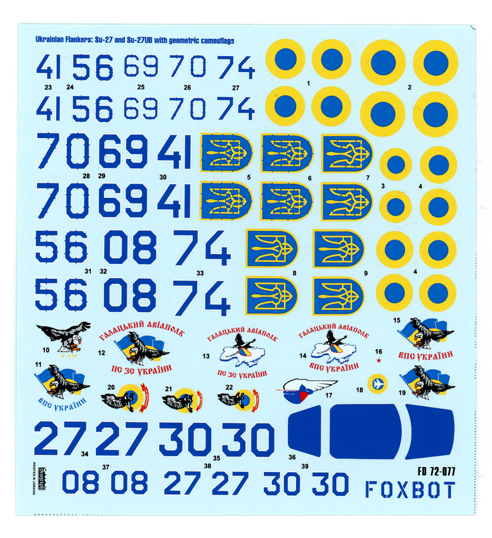 Foxbot FBOT72077T Ukrainian Su-27/UB Geometric Camo & Stencils 1:72