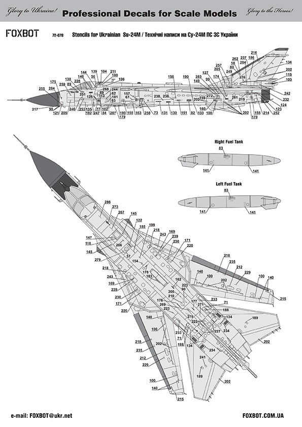 Foxbot FBOT72078 Ukrainian Sukhoi Su-24M Stencils 1:72