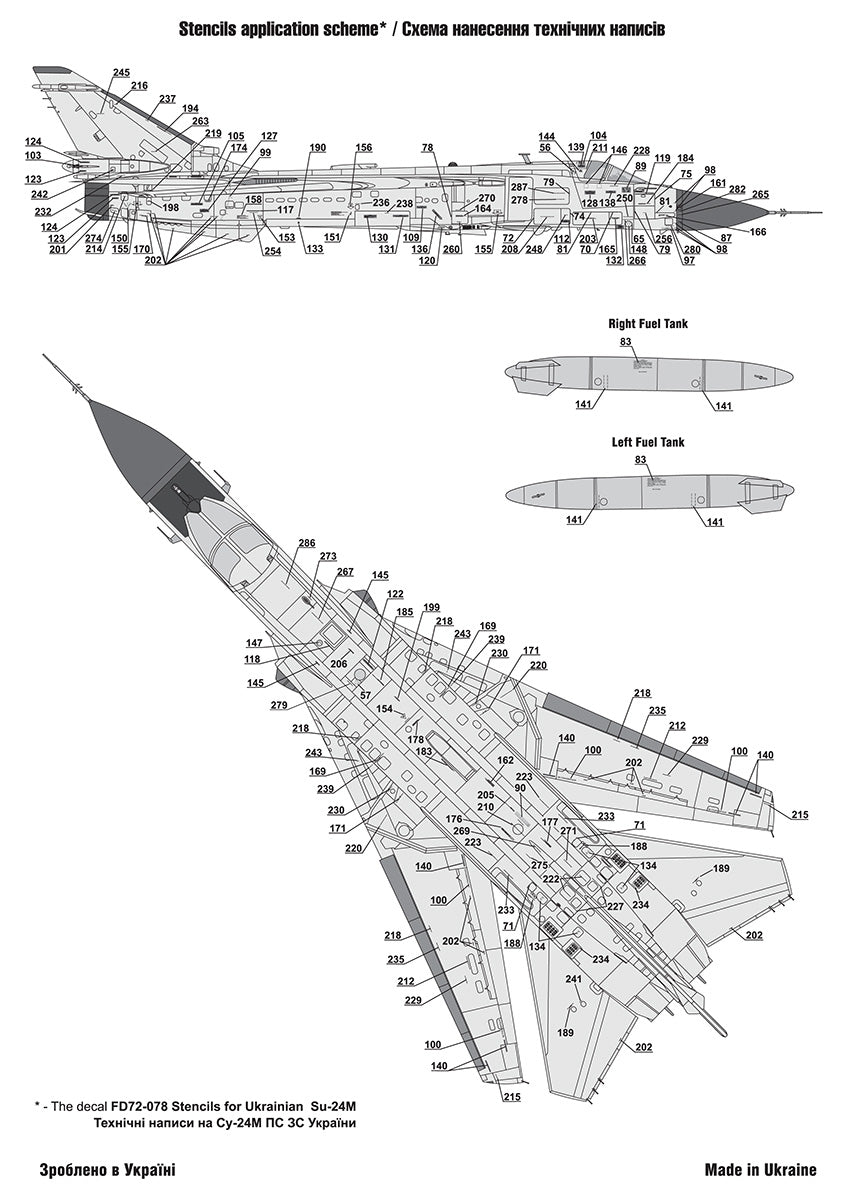 Foxbot FBOT72080T Ukrainian Digital Su-24M/MR & Stencils 1:72