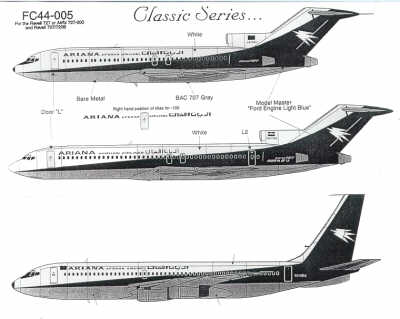 Flying Colors FC44005 1:144 Boeing 727-100/-200 ARIANA AFGHAN YA-FAU etc
