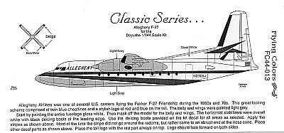 Flying Colors FC44013 1:144 Fokker F-27 ALLEGHENY AIRLINES N2705J etc