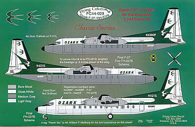 Flying Colors FC44029 1:144 Fokker F-27/FH-227B OZARK