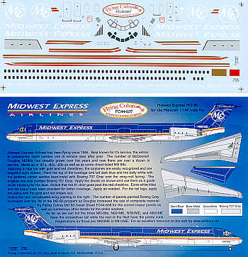 Flying Colors FC44037 MD-80 Midwest Express Fleet Decals 1:144