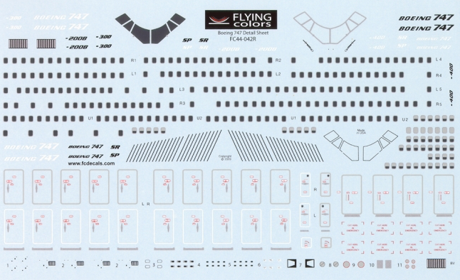 Flying Colors FC44042 1:144 Boeing 747 Detail sheet