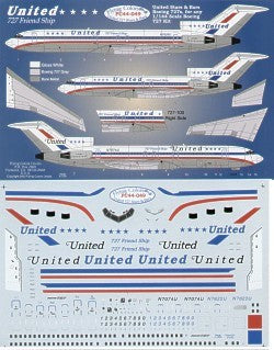 Flying Colors FC44049 1:144 Boeing 727-200 UNITED Classic 'Stars & Bars' scheme