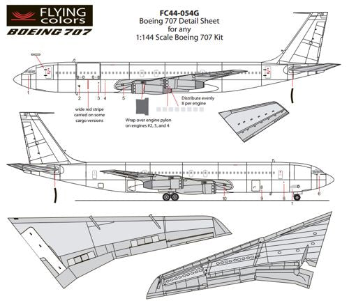 Flying Colors FC44054G 1:144 Boeing 707 Detail Sheet