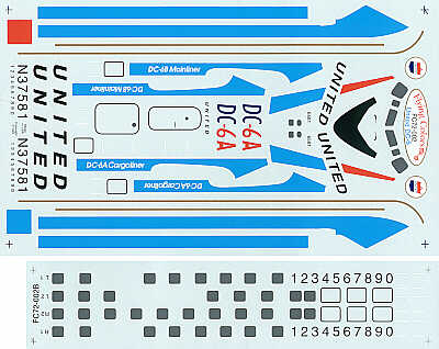 Flying Colors FC72002 1:72 Douglas DC-6 UNITED Final light blue scheme N37581