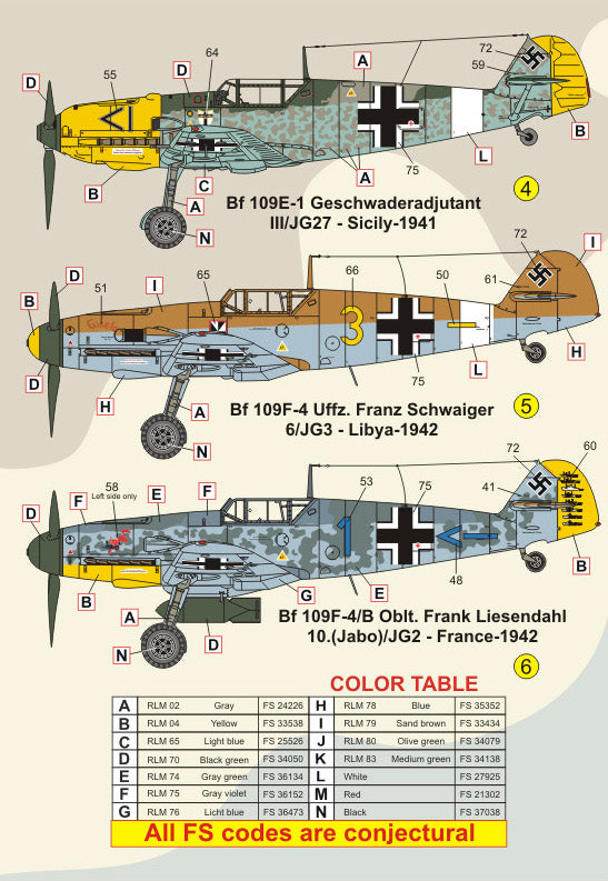 FCM FCM32024 1:32 Messerschmitt Bf-109E/Bf-109F/Bf-109G Libya 1941 Russia 1942