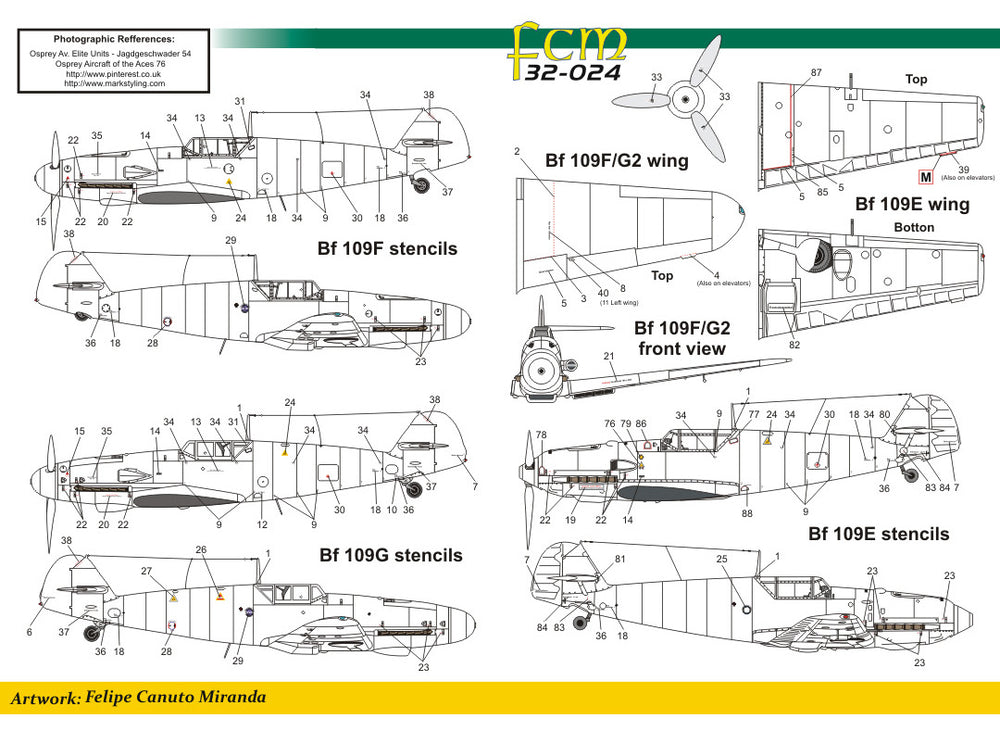 FCM FCM32024 1:32 Messerschmitt Bf-109E/Bf-109F/Bf-109G Libya 1941 Russia 1942