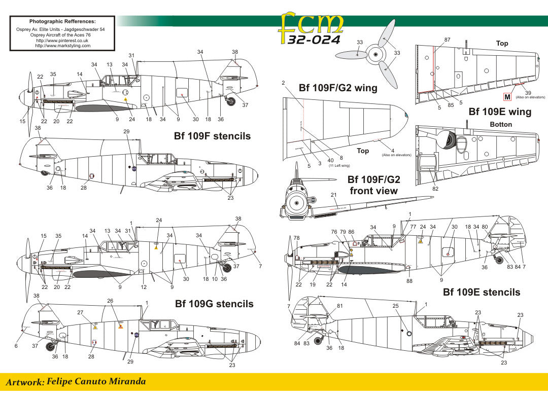 FCM FCM32024 1:32 Messerschmitt Bf-109E/Bf-109F/Bf-109G Libya 1941 Russia 1942