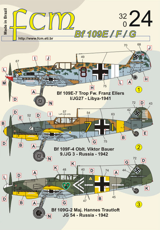 FCM FCM32024 1:32 Messerschmitt Bf-109E/Bf-109F/Bf-109G Libya 1941 Russia 1942