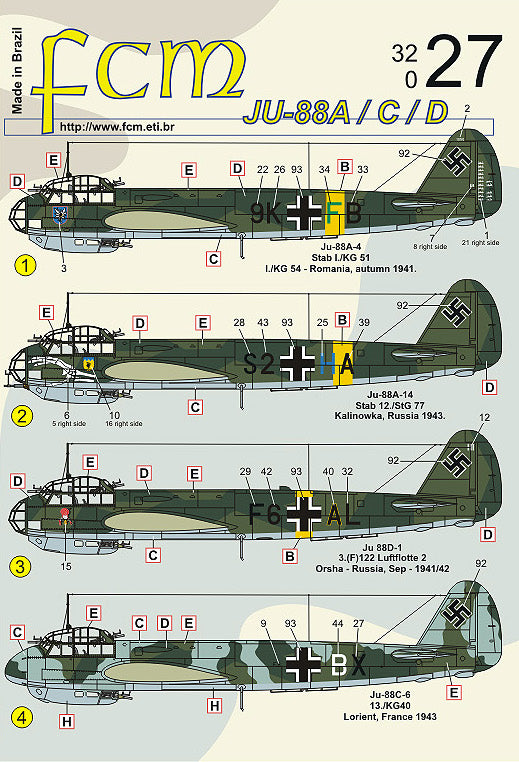 FCM FCM32027 1:32 Junkers Ju-88A/Ju-88C/Ju-88D
