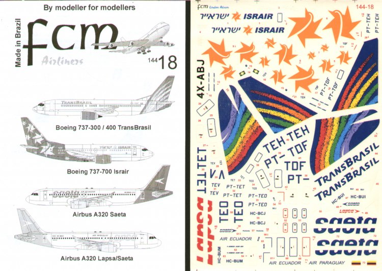 FCM FCM44018 Israir 737-400/Trans Brasil/Saeta A320 1:144