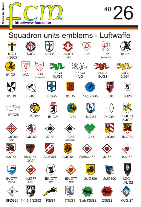 FCM FCM48026 1:48 80+ different WWII Luftwaffe Squadron Unit emblems