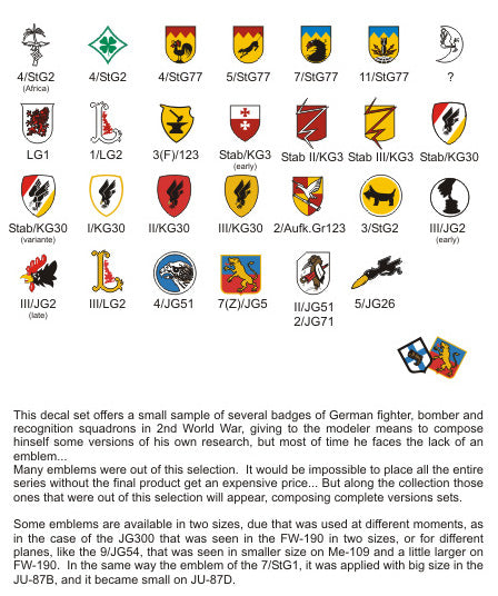 FCM FCM48026 1:48 80+ different WWII Luftwaffe Squadron Unit emblems