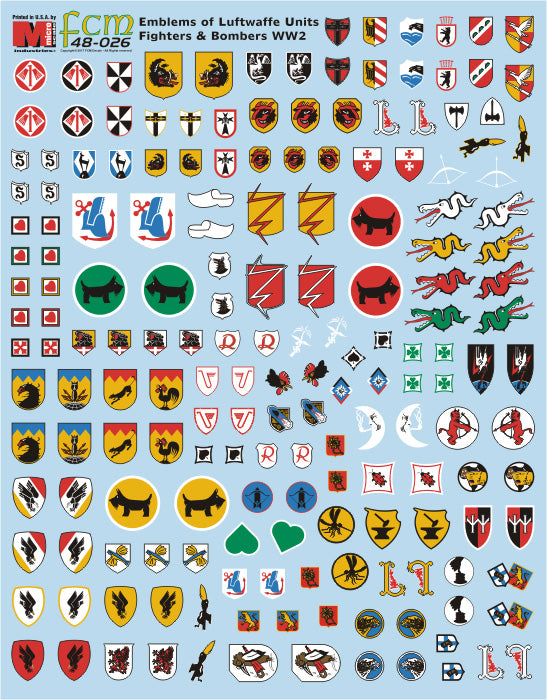 FCM FCM48026 1:48 80+ different WWII Luftwaffe Squadron Unit emblems