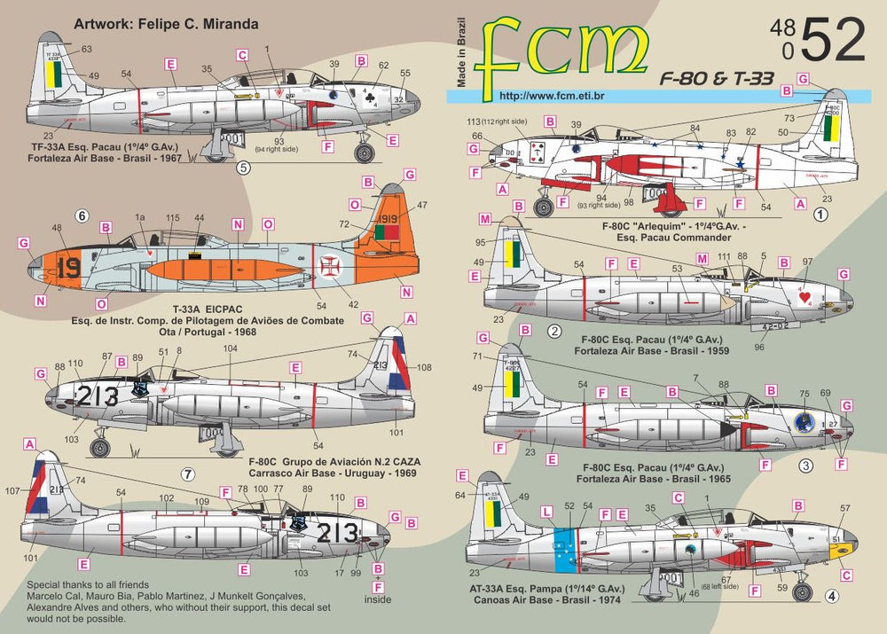 FCM FCM48052 1:48 Lockheed F-80 & TF-33 Version 1 F-80C 'Arlequim' 1:4 G.Av