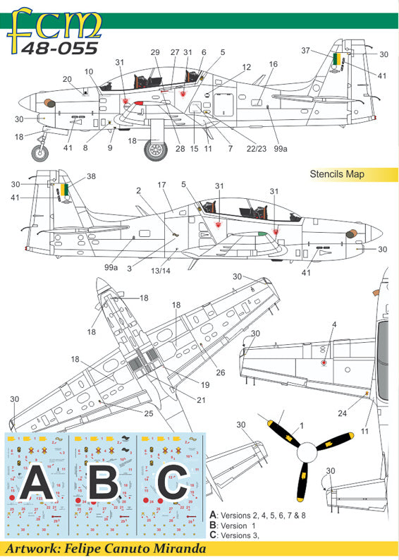 FCM FCM48055 1:48 Embraer EMB-312 Tucano Brazilian squadrons