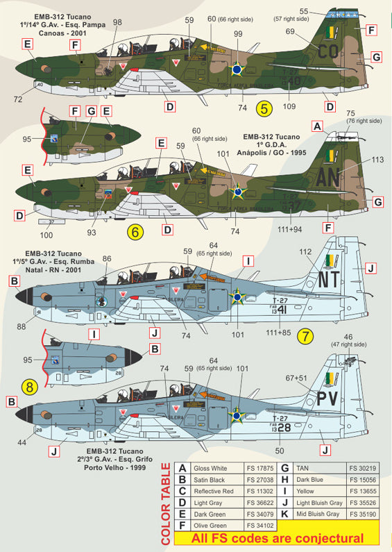 FCM FCM48055 1:48 Embraer EMB-312 Tucano Brazilian squadrons