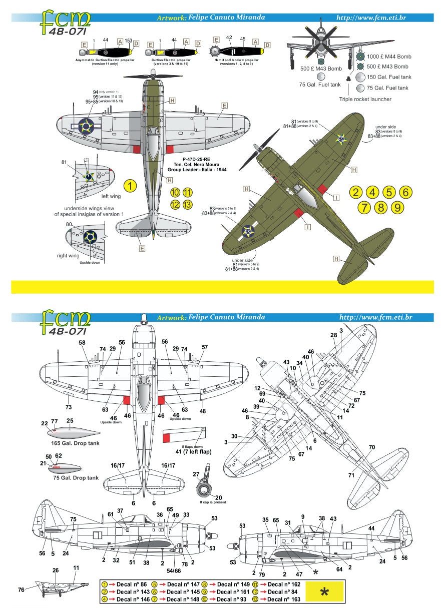 FCM FCM48071 1:48 Republic P-47D thunderbolt Brazil WW2 & post war