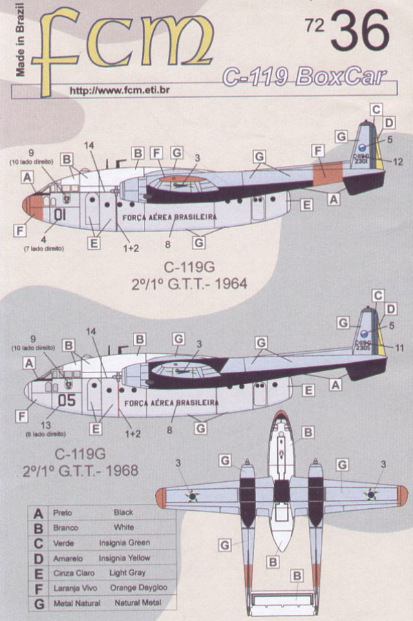 FCM FCM72036 1:72 Fairchild C-119G Boxcar Brazilian Air Force