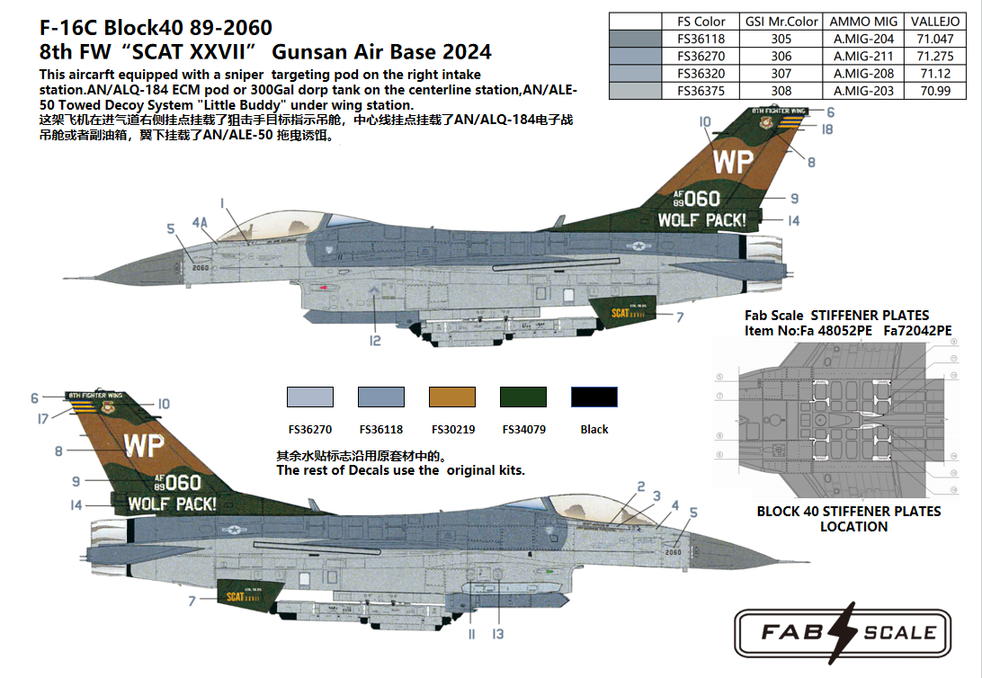 FabScale FD48006 F-16C Block 40 SCAT XXVII Gunsan 2024 1:48