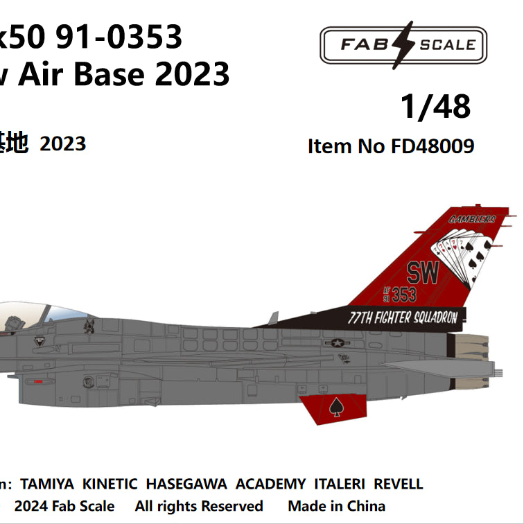 FabScale FD48009 F-16C Block 50 77th FS Shaw AB 2023 1:48