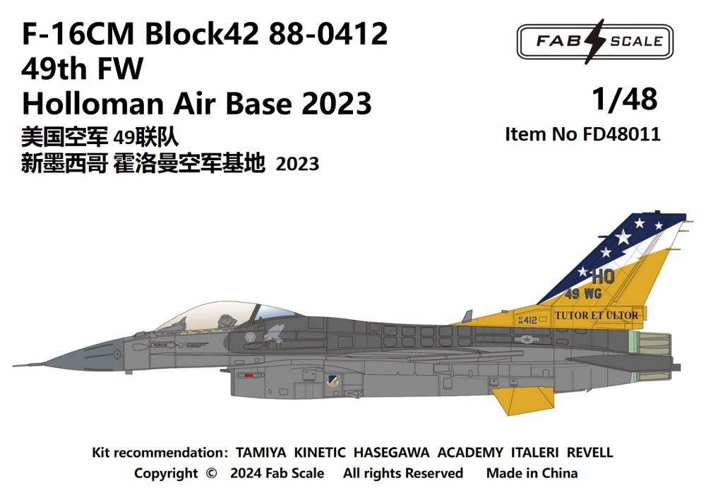 FabScale FD48011 F-16CM Block 42 49th FW Holloman 2023 1:48