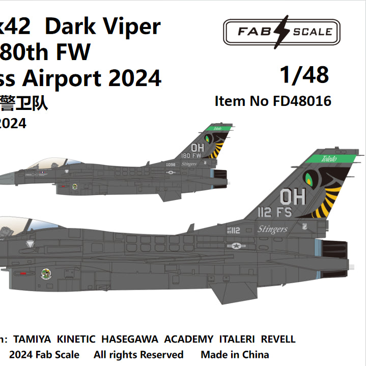 FabScale FD48016 F-16CM Block 42 Dark Viper 180th FW 2024 1:48