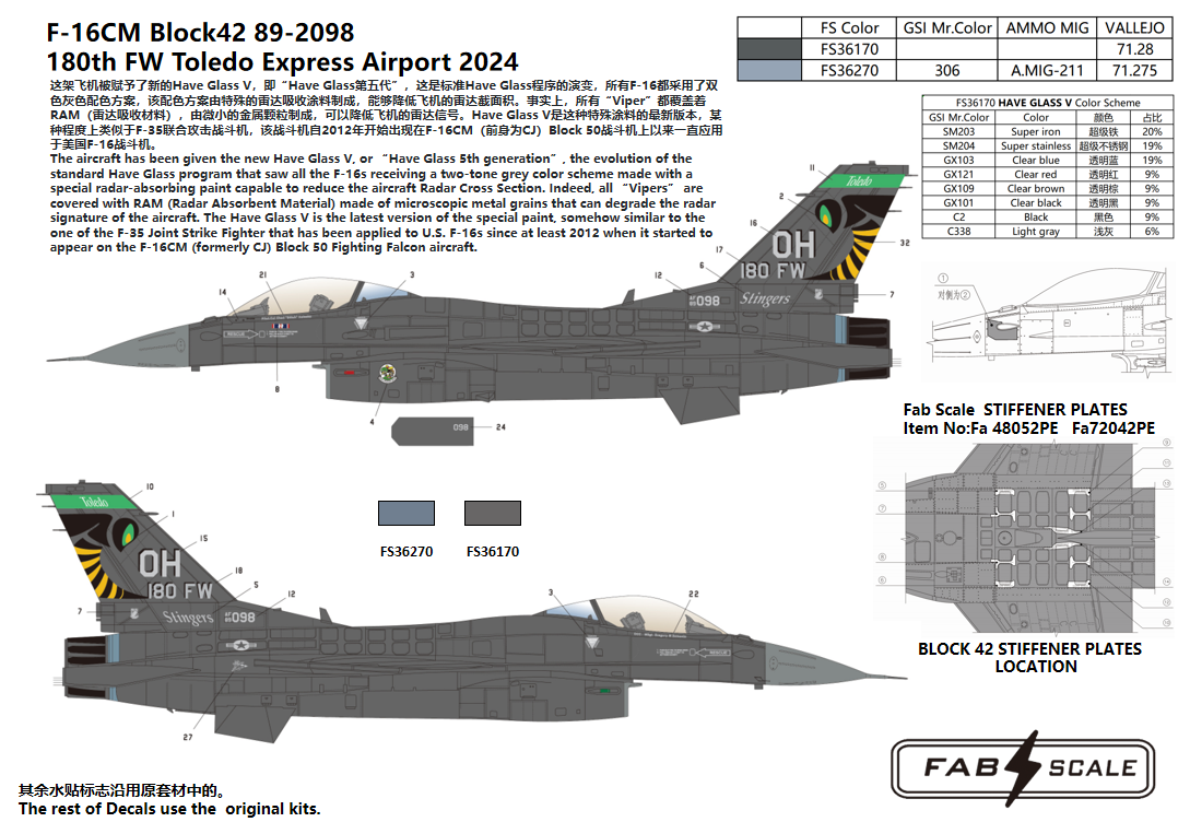 FabScale FD48016 F-16CM Block 42 Dark Viper 180th FW 2024 1:48