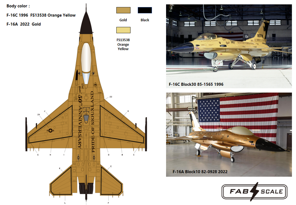 FabScale FD48017 F-16C/A Golden Viper 185th FW 1996/2022 1:48