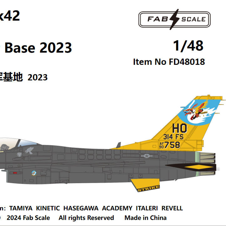 FabScale FD48018 F-16CM Block 42 314th FS Holloman 2023 1:48