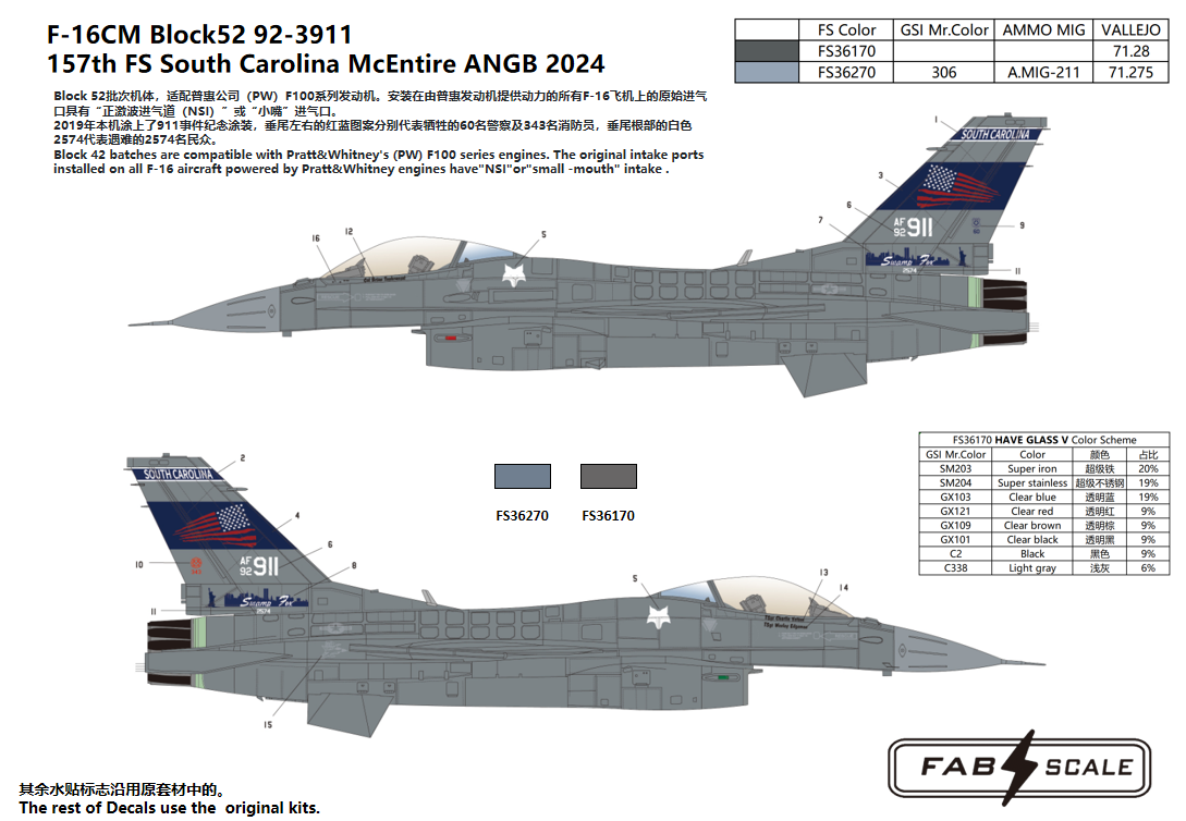 FabScale FD48021 F-16CM Block 52 South Carolina ANG 2024 1:48