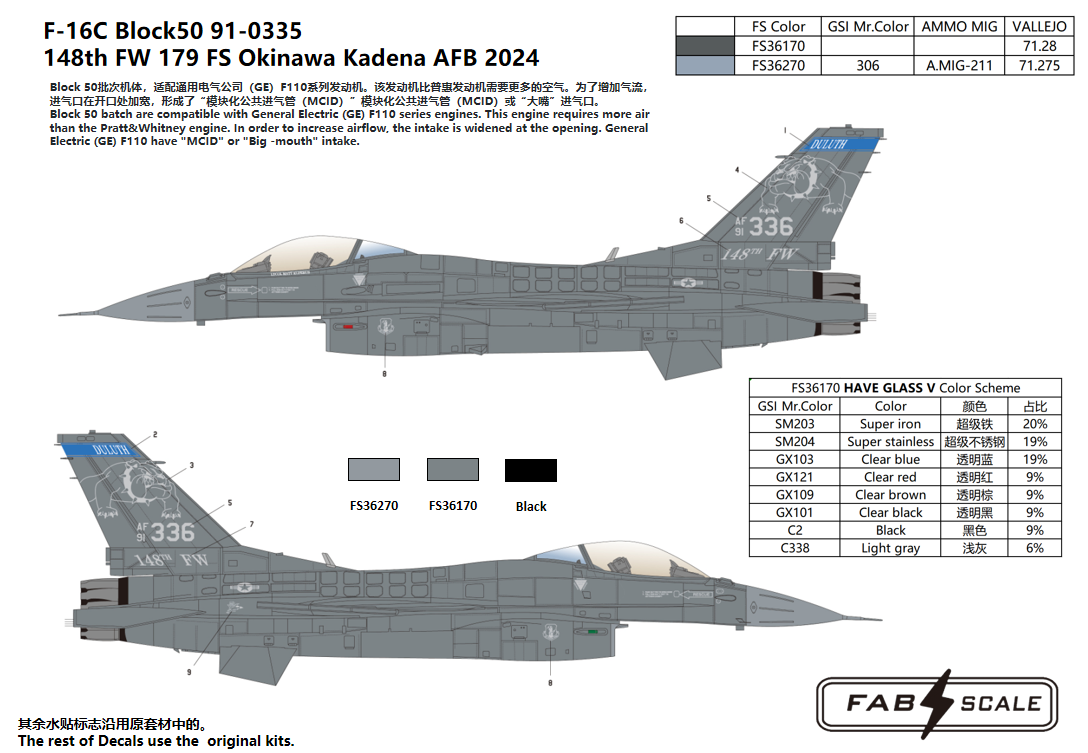 FabScale FD48031 F-16C Block 50 148th FW Kadena 2024 1:48