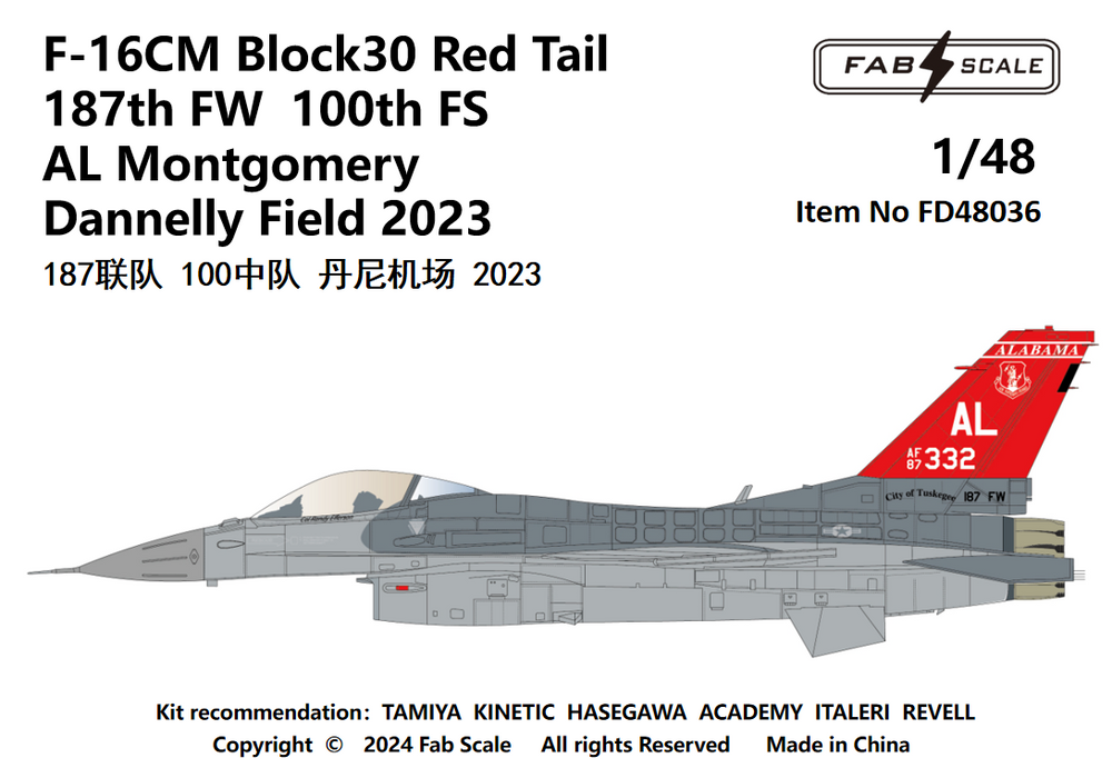 FabScale FD48036 F-16M Block 30 Red Tail 187th FW 2023 1:48