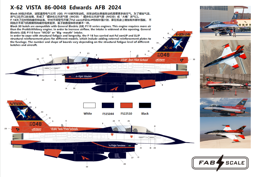 FabScale Studio FD48037 1:48 X-62 VISTA 86-0048 Edwards AFB 2024