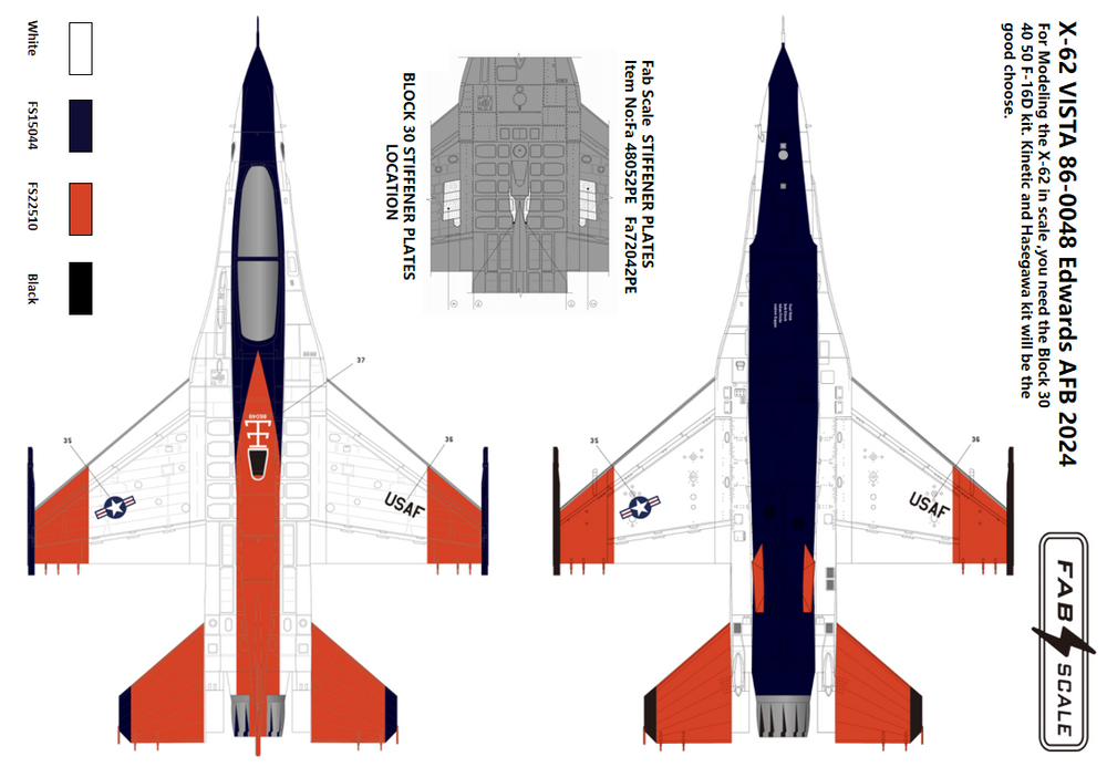 FabScale Studio FD48037 1:48 X-62 VISTA 86-0048 Edwards AFB 2024