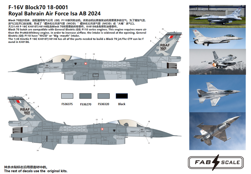 FabScale FD48040 F-16V Block 70 Bahrain AF 192nd Filo 2024 1:48