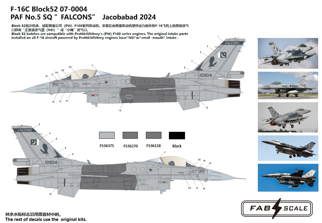FabScale FD48043 F-16C Block 52 Pakistan AF No.5 SQ Falcons 1:48