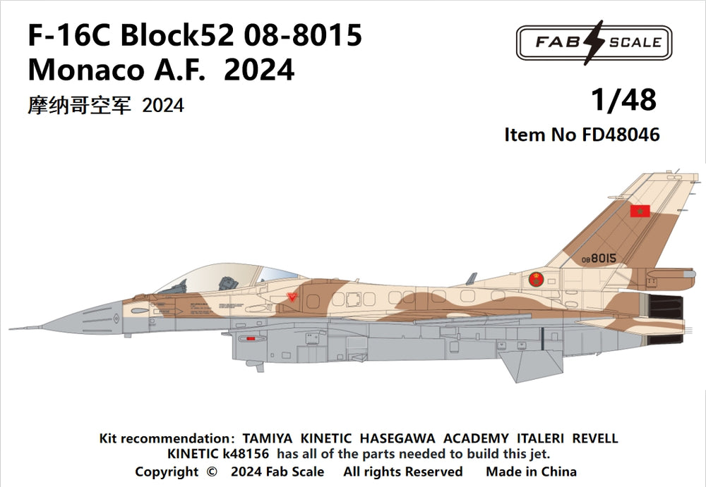 FabScale Studio FD48046 1:48 Lockheed-Martin F-16C Block52 08-8015 Monaco A.F